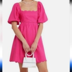 O.p.t. Hot Pink Mini Dress WIth Balloon Sleeves